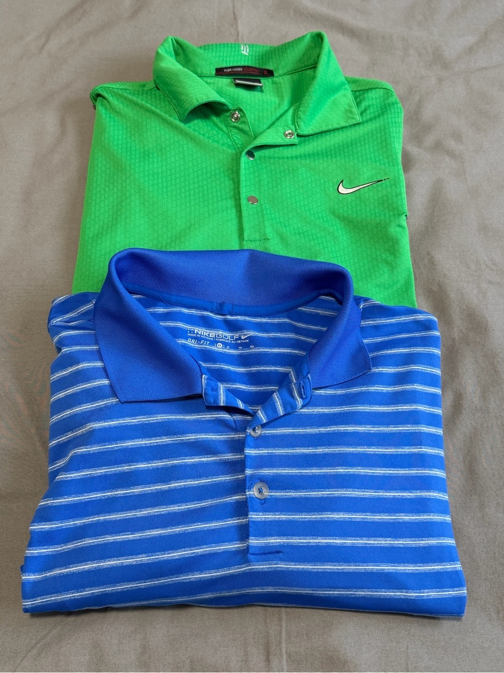 Lot Of 2 Nike & Tiger Woods Dri Fit Golf Polo Shirts Men’s Size XL Blue & Green